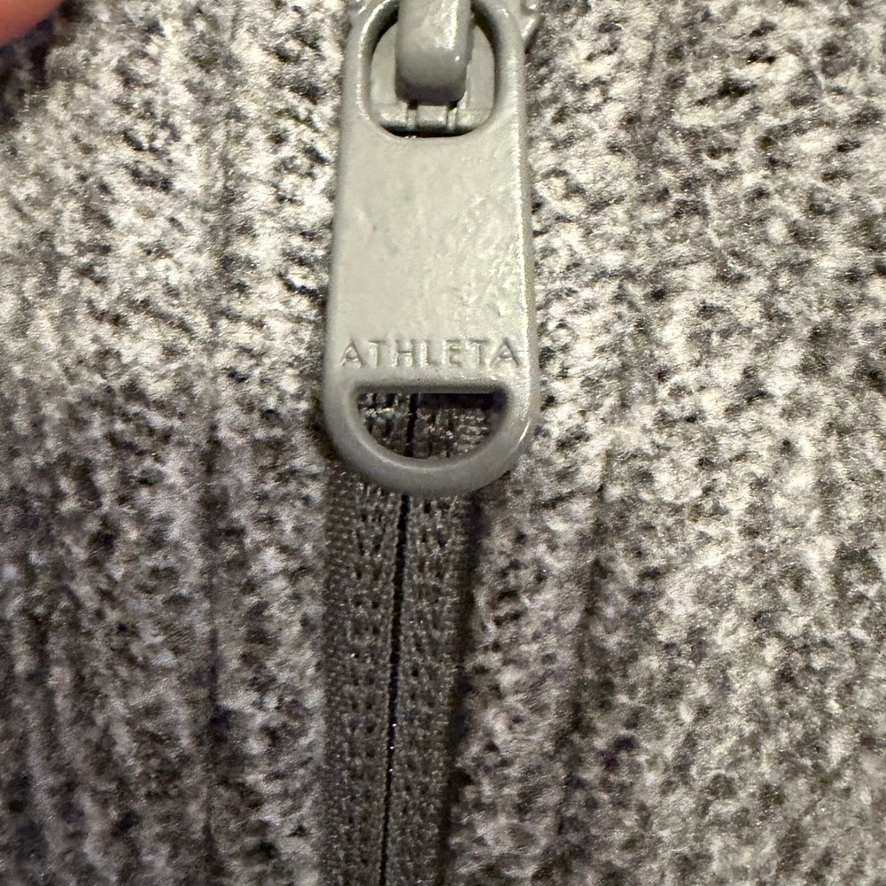 Athleta Stroll Fleece Full Zip Jacket Gray Herringbone Textured Women's XS - Picture 9 of 13